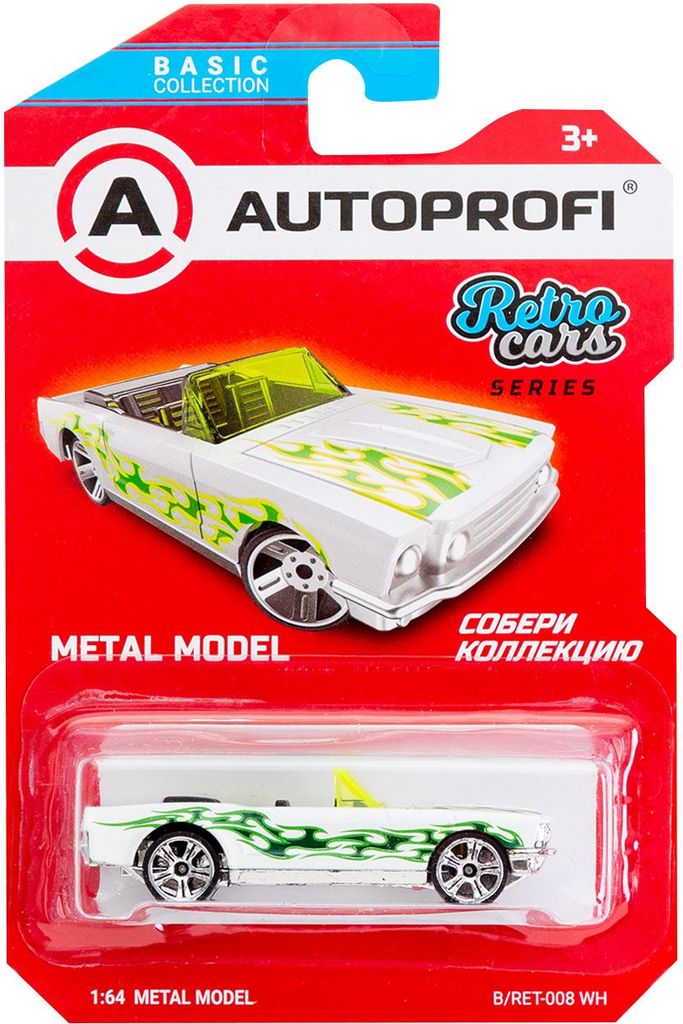 Машинка коллекционная 1:64, Серия RETRO CARS, B/RET-008 белый \ B/RET-008 WH